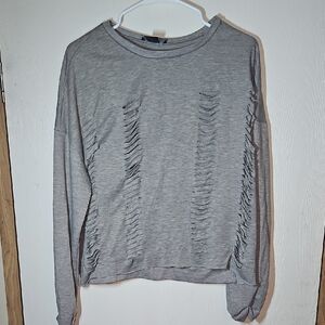 See You Monday Gray Distressed Crop Top